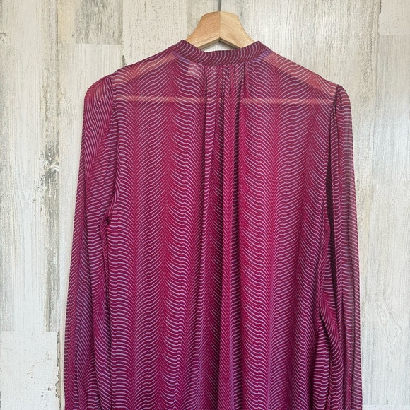 Anthropologie Maeve Imogen Long Sheer Button Front Tunic Top Size 6 - Picture 11 of 14